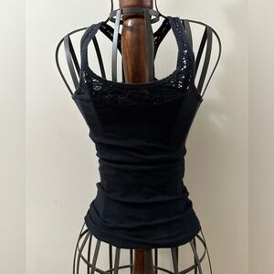 Hollister, black long tank top, tight, size small